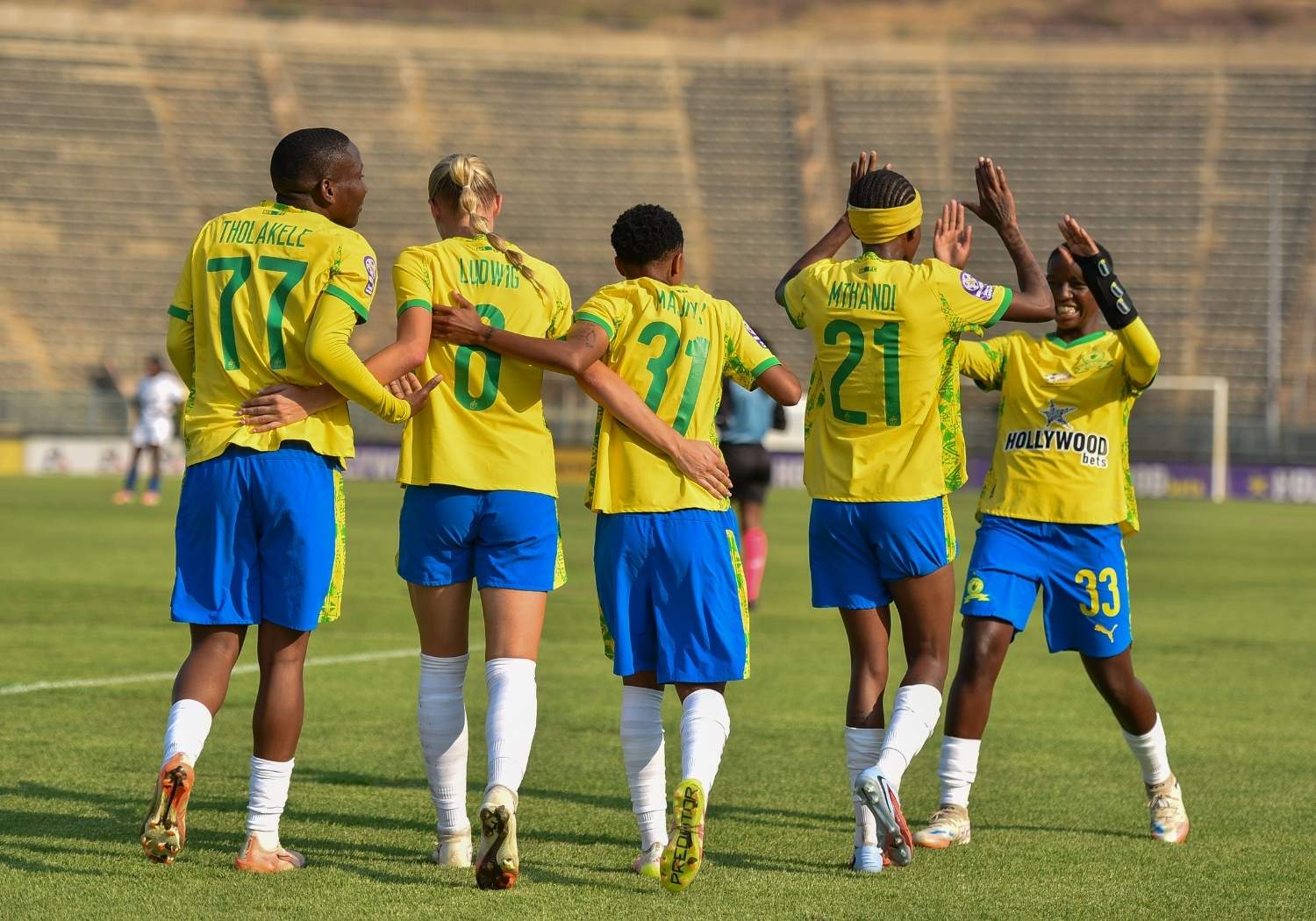 Sundowns Ladies celebrate together