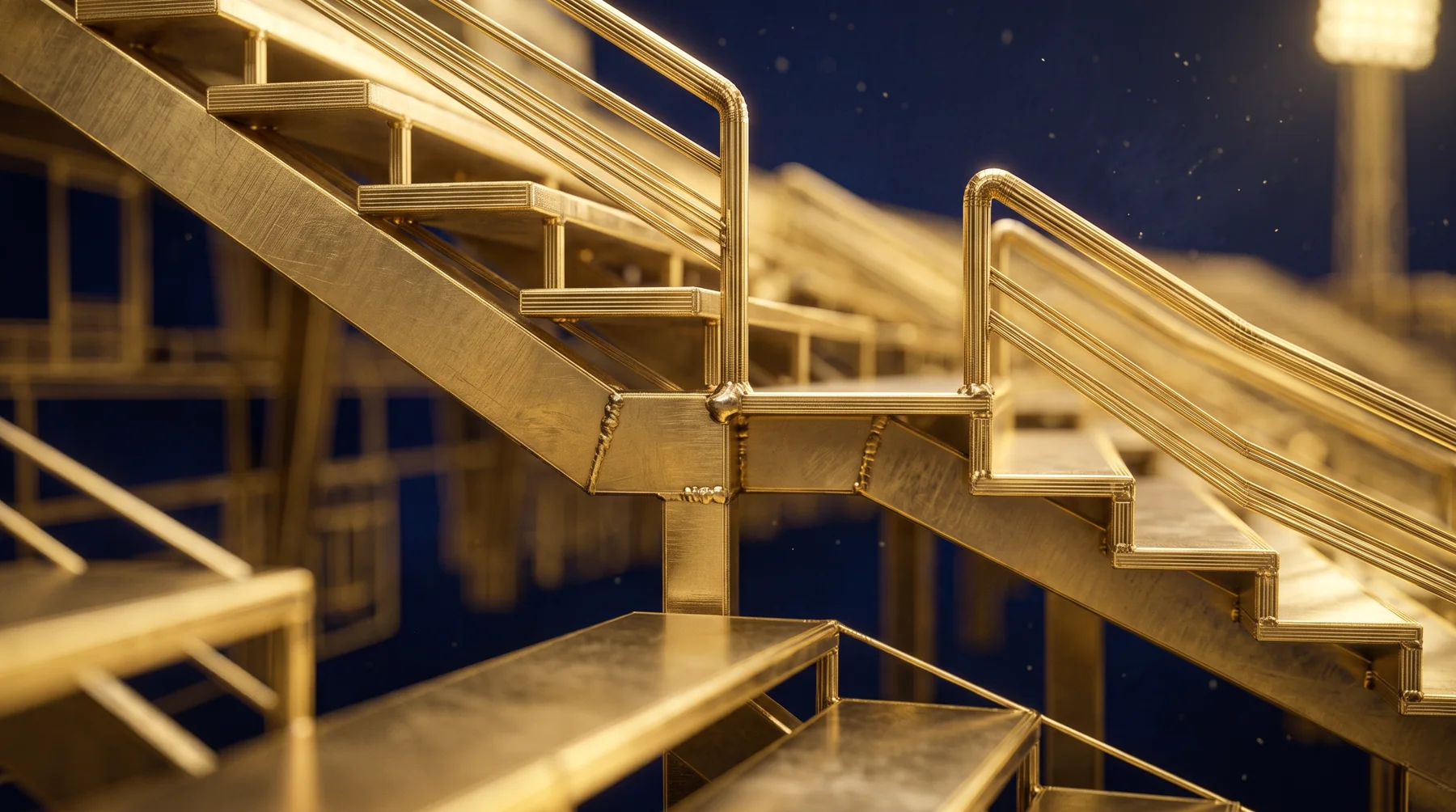 Macro detail of a gold stadium structure concept