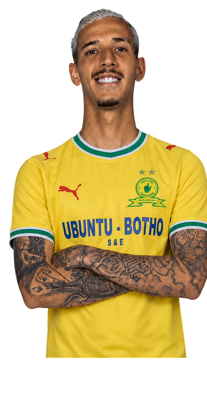 Mamelodi Sundowns player wearing the 2026/27 yellow home kit